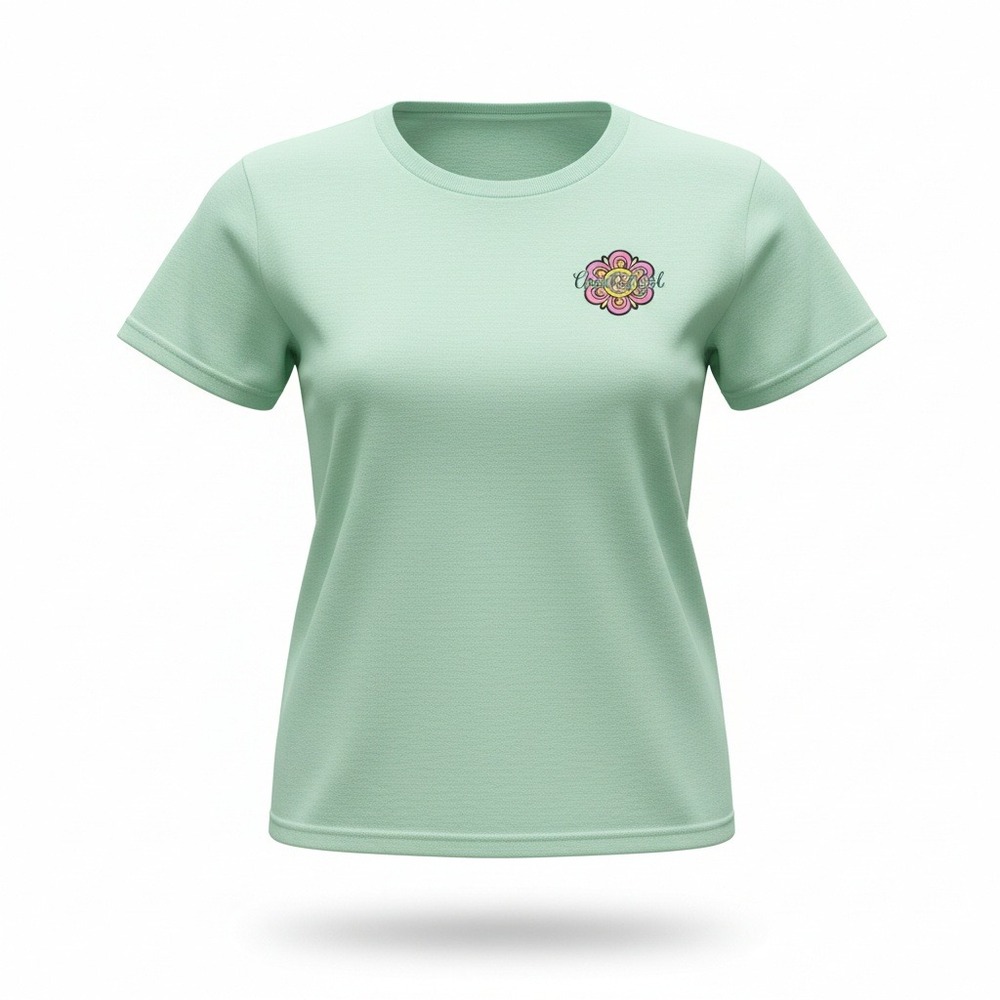 Cherished Girl Women T-Shirt Blessed Is She Graphic Mint Green Cotton Casual‎ L